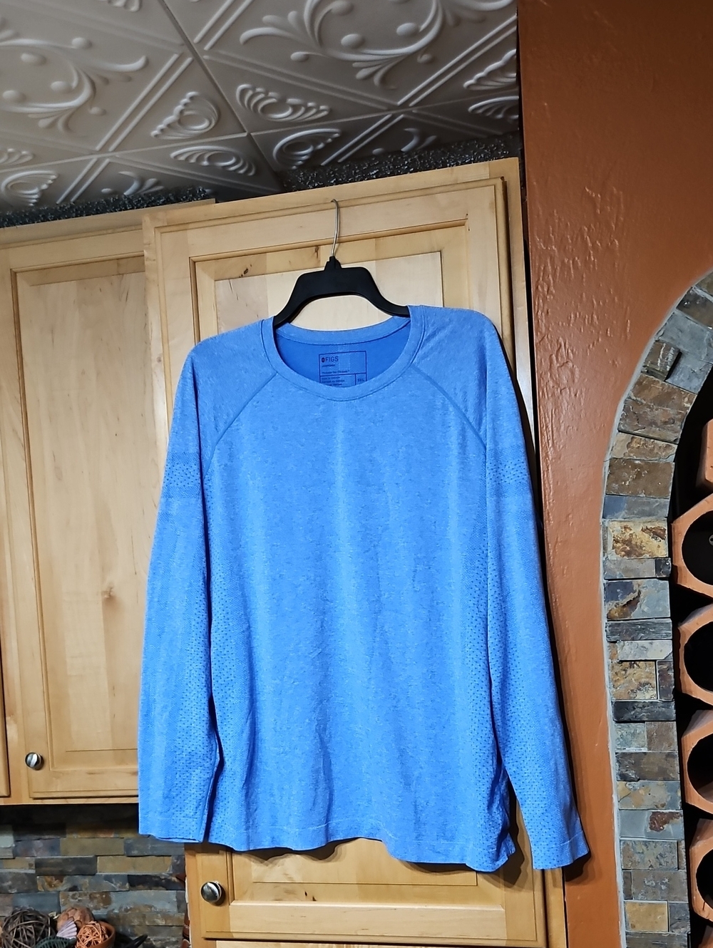 Figs Salta Seamless Long Sleeve Underscrub Shirt Top Blue